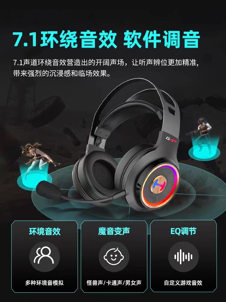 漫步者g4头戴式耳机电竞游戏耳麦有线带麦电脑台式吃鸡听声辩位